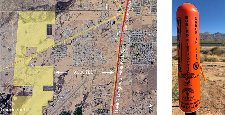 Fiber infrastructure map and route information near New Mexico data center development site